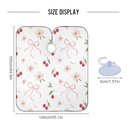Capa para corte de cabello impermeable profesional Bows Flowers Cherry con cierre ajustable de broche para estilismo y peluquería miniatura 3