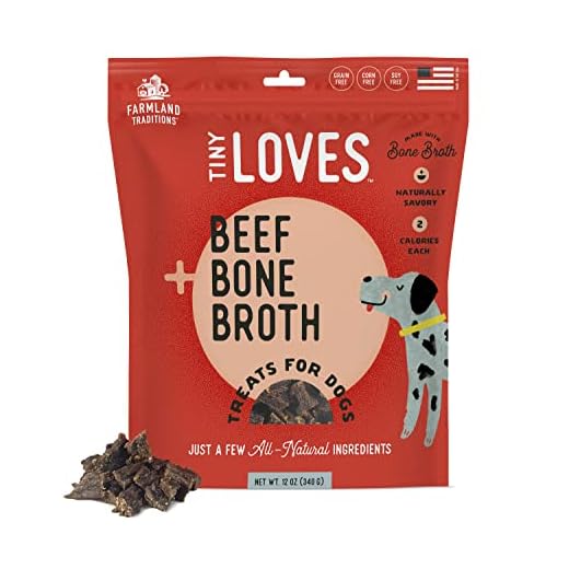 Farmland Traditions Tiny Loves Jerky Trainer Treats for Dogs w/Bone Broth (Beef, 12 oz.)