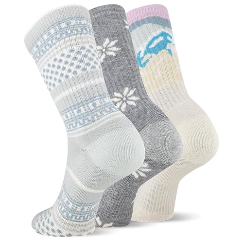 Merrell Trekker Outdoor Crew Sock, 3 Pair, Light Grey Assorted, S/M (Women's 5-9.5 / Men's 5-8.5)2