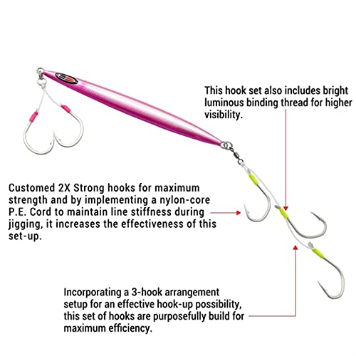 HNHYNSY Angelhaken Slow Jig Hooks Triple Assist Fishing Hook Set Hohe Kohlenstoffstahlfisch Fishhook Saltwater Lure… – Bild 5