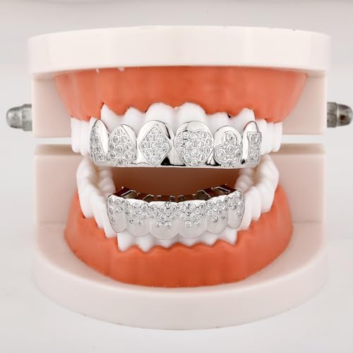 Grillz de Seis Dientes Estilo Póker con Baño de Oro y Plata 4