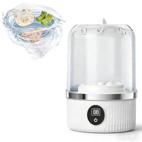 Image of Mini Portable Washing Machine, Rechargeable Cordless Underwear Washing Machine, Automatic Portable Washing Machines for Apartments, Dorm, RV, Travel & Camping (White)