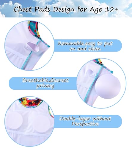 Image of Belovecol Girls Swimsuits Two Piece Tankini Bathing Suits Boyshort Summer Beach Swimwear 4-16Y Removable Bra Pads Above 12Y