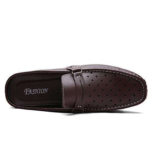 Mules Clogs Backless Loafer for Men Leather Upper Flat Slippers Driving Shoes Lightweight Durable Breathable Elastic Round Toe3