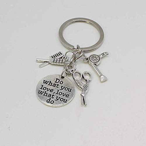 Preisvergleich Produktbild JLZK 1 Friseur Schlüsselring Kamm Fön Schlüsselring Modische Friseur Geschenk