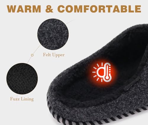 Image of KuaiLu Womens Supportive Memory Foam Slippers Felt Fuzzy Lined Heel Cushion Lightweight House Shoes for Indoor Outdoor