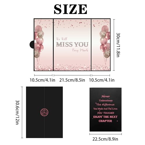Image of DARUNAXY Rose Gold Farewell Party Decorations for Women, We Will Miss You Very Much Alternative Signature Guest Book Girls Going Away Gifts Signing Card Board for Retirement Graduation Party Supplies