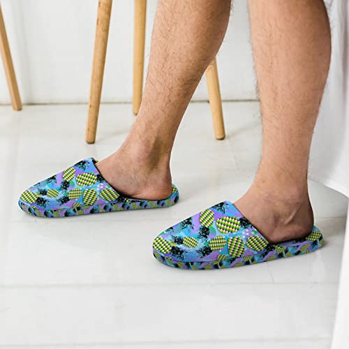 Hjfyfv Memory Foam Slippers For Men Colorful Pineapples Clog Slippers Closed Toe House Cotton Slippers Soft Open Back Indoor Shoes With Anti-Slip Sole For Home Bedroom Hotel 9.5-10Us #TOP5