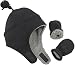 N'Ice Caps Little Boys and Baby Sherpa Lined Micro Fleece Pilot Hat Mitten Set (6-12 Months, Black Infant)