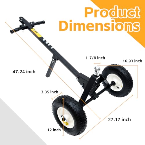 Image of MaxxHaul 70881 Dual-Pull Trailer Dolly with 12 inch All Terrain Knobby Tires and 1-7 /8 inch Hitch Ball - 600 lbs Capacity