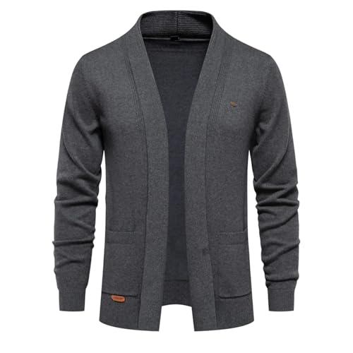 Men Cotton Solid Cardigan Sweater Fashion Turn Down Collar Knitted Sweaters2