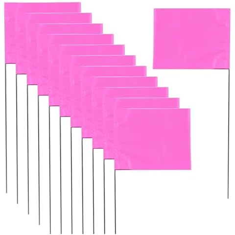 XIJIXI Marking Flags Yard Flags 15 x 4 x 5 Inch Marker Flags for Lawn Yard Flags Landscape Flgs Survey Flags, Sprinkler Flags, Irrigation Flags (Pink, 50Pack) Cover