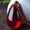 JIUXIAO Fashion Charm Blood Amber Drop Pendant Necklace - Woman Man Jewelry - Natural Red Amber - Light Yellow Gold Color #2