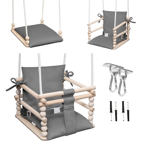 MAMOI Babyschaukel 3in1 mit Sicherheitsgurt – Kinderschaukel für 6–36 Monate, max. 20 kg, Indoor