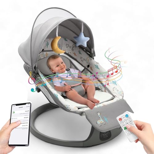 Image of Softies Alloy Steel Automatic Cradle for Baby Rocker|Swing for New Born Baby|Baby Cradle and Swing|Baby Sleeping Swing|Electric Jhula for Baby 0 to 2 Years|Automatic Swing Cradle for Baby, Grey