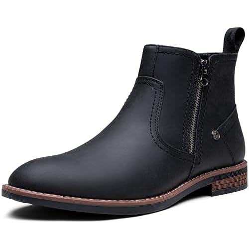 Jousen Mens Chukka Boots Side Zipper Causal Pull On Dress Boots For Men