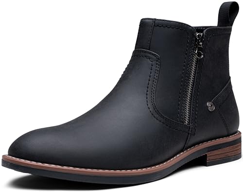 Jousen Mens Chukka Boots Side Zipper Causal Pull On Dress Boots For Men(AMY8401A black 08)