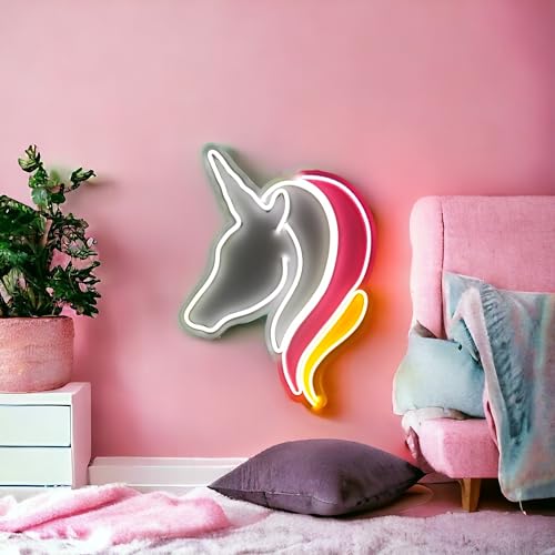 Image of Unicorn Neon Sign - Multicolor LED Wall Light for Kids Bedroom, Living Room, Party & Cafe Decor
