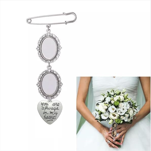 BetterJonny Wedding Bouquet Photo Charms, DIY Bouquet Picture Charm Pin Brooch Making Kit Oval Bouquet Charm for Wedding - Image 4