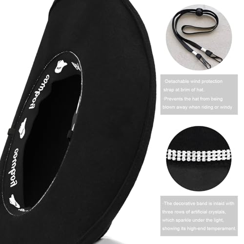 Image of 100% Wool Western Cowboy Hat for Men Women Classic Fedora Hat Felt Cowgirls Hats with Two Decorative Bands