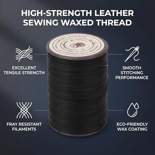 Hilo encerado de poliéster para coser cuero, rollo de 160 m con colores surtidos para zapatos, carteras y manualidades, hilo resistente para coser a mano para artesanos del cuero miniatura 3