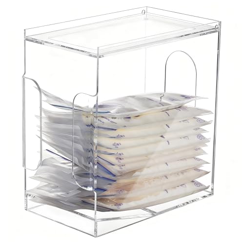Image of Heyrelda Freezer Organizer for Breastmilk Storage Bags, Freezer Storage Organizer and Tower for Breast Milk Storage Bags, Acrylic First-in First-Out Container with Tray to Freezing Breastmilk, Clear