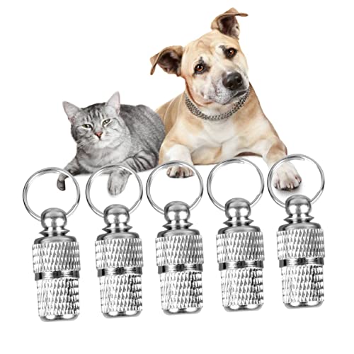 DRESSOOS 6 Piezas barril de identificación de mascotas alerta identificación del perro Etiqueta de identificación personalizable Etiqueta de identificación con número de teléfono Silver