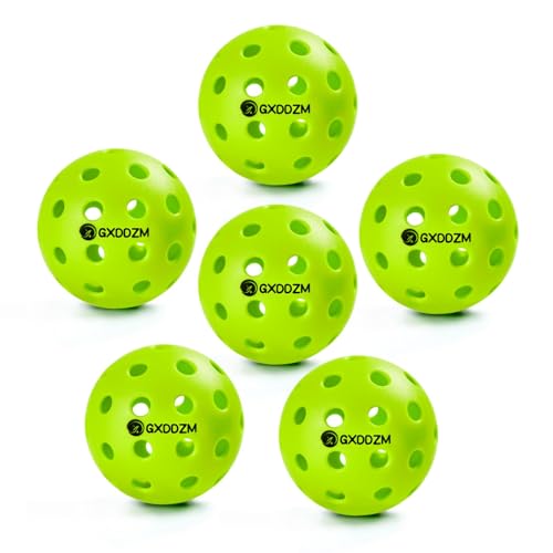 GXDDZM Outdoor Pickleballs - 40 Holes, 6Pack, USAPA Approved, High Bounce, Durable TPE Balls for All Skill Levels, 6pack Bright Green