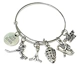 Kit's Kiss Hockey Bracelet, Hockey Jewelry, Hockey Mom Bracelet, Hockey Charm, Player Charm, Hockey Helmet Charm, Hockey Stick Charm, Gift for Hockey Fans, Sports Bracelet, Hockey Bangle Bracelet