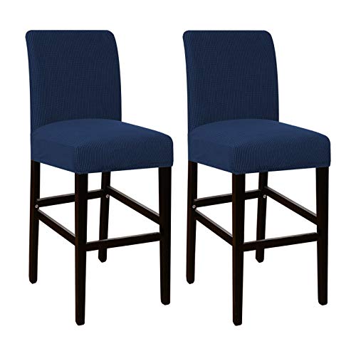 Flamingo P Bar Stool Seat Covers Stool Seat Cover 2 Pack High Stretch Removable Chair Slipcover for Home, Hotel, Wedding, Kitchen, Dining Room, (Navy)
