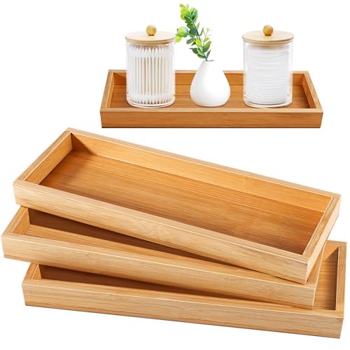 Enjamyo 3 Pcs Bamboo Serving Tray, 11 x 4 Inch, Small