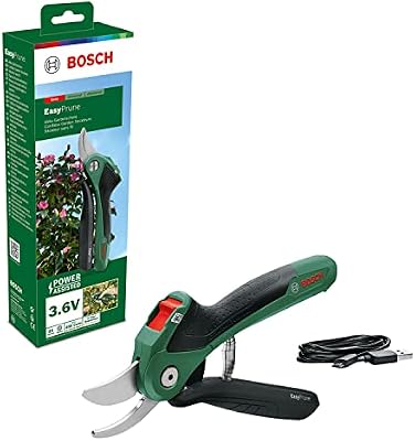 Bosch tijeras de podar a batería EasyPrune (batería de 3,6 V integrada; 450 cortes por recarga; recargable con cable micro USB; en embalaje de cartón)