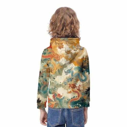 Sweat à capuche dragon 3D pour ado pull confortable manches longues