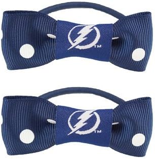 Littlearth NHL Bow Pigtail Holder (Set of 2) [Set of 2] NHL Team: Tampa Bay Lightning