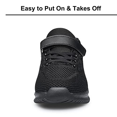 Bnv Boys Girls Sneakers Kids Shoes Unisex Lightweight Breathable Athletic Running Tennis Fitness Shoes Black Big Kid Size 2 thumb #3