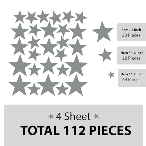 Vinilos adhesivos estrellas gris oscuro mate 112 piezas miniatura 5