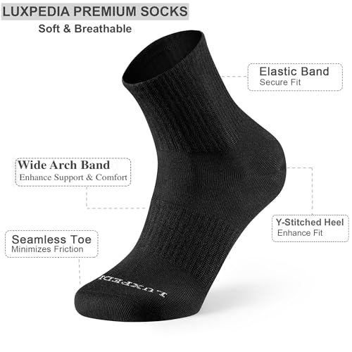 Women's Athletic Casual Quarter Crew Socks, Seamless Toe Arch Support Soft Breathable, 5 Pack2