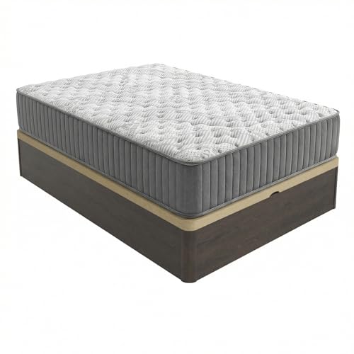 Homey - Pack Colchón Viscoelástico Serenity | Muelles Ensacados 7 Zonas + Canapé Madera Reforzado y Gran Capacidad | Color Wengué 105 x 190
