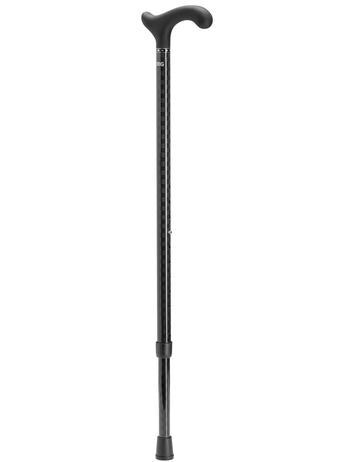 Ossenberg Carbonstock Schachbrettmuster - 120 KG - Derbygriff softtouch - Carbon Wanderstock - Gehhilfe - Gehstock - hohe Belastbarkeit - extra leicht - rubust & stabil