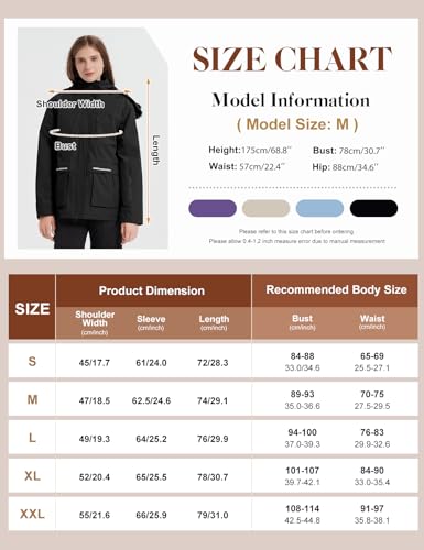 CMTOP Chaqueta Esqui Mujer Chaqueta Cálida de Invierno para Mujer al Aire Libre Abrigo Impermeable a Prueba de Viento Chaqueta de Esquí para Acampar con Capucha Desmontable - imagen 6