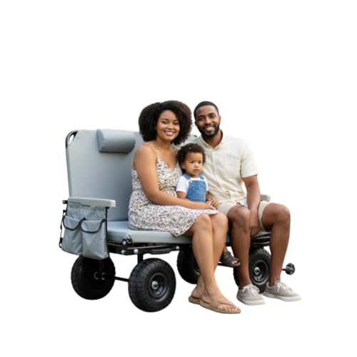 Image of The Lounge Wagon – The Only Wagon that Converts into a 2-Person Chair - 3-in1 cart - Included Cargo net- Ultimate Beach Wagons– Beach Chairs for Adults – Sports Wagon(Umbrella Sold Separately), Gray