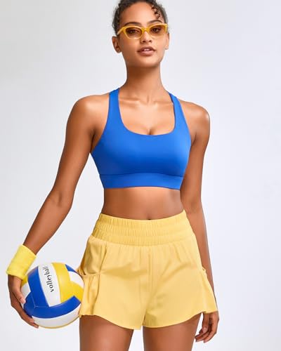 Image of RUNNING GIRL High Impact Sports Bras for Women - Scoop Neck Strappy Sports Bra High Support Moulded Cup Workout Bra