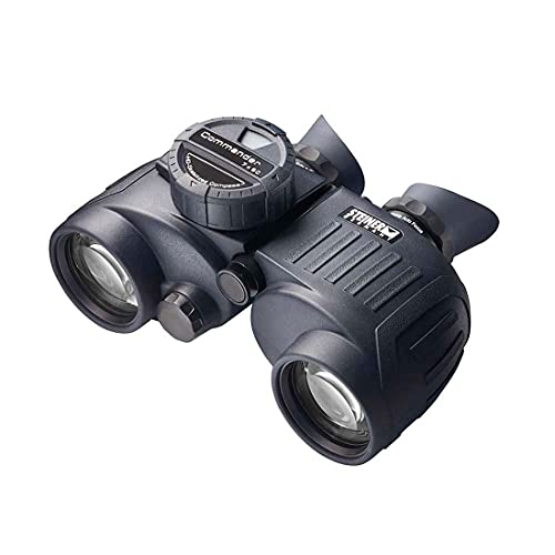 Image of STEINER Commander 7x50c Marine Black Binoculars with Compass (2305), Yellow Floating Strap with ClicLoc Tabs (769) and Black Microfiber Cleaning Cloth