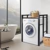 Washer Dryer Stacking Rack Stand, Heavy Duty Over Washer&Dryer Shelves with Adjustable Shelf, Space Saver Stackable Storage Shelf for Laundry Room Apartments Bedrooms (Black, Teak Color)