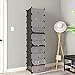 SONGMICS 10-Tier Shoe Rack,Plastic Cube Storage Organizer Units, DIY Modular Closet Cabinet with Doors, Includes Rubber Mallet and Anti-Tipping Device, Black ULPC10H