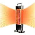 EAST OAK Patio Heater, 1200W Under Table Electric Heater with Double-Sided Design Silent Heating, IP65 Waterproof Portable Infrared Space Heater with Handle and Protection from Tip-Over & Overheating