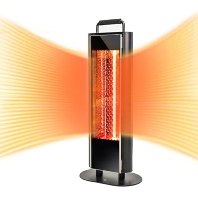 EAST OAK Patio Heater, 1200W Under Table Electric Heater with Double-Sided Design Silent Heating, IP65 Waterproof Portable Infrared Space Heater with Handle and Protection from Tip-Over & Overheating