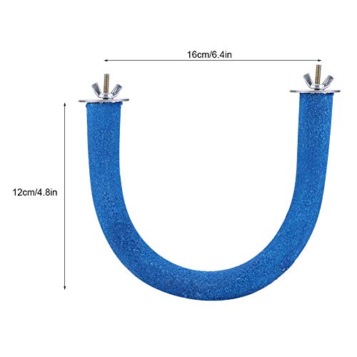 Image of Bird Perch U-Shape Wood Perch Stand Rack Grinding Toys for Parrot Macaw African Grey Budgie Parakeet Cockatiel Conure Lovebird Cage Shelf(Blue)