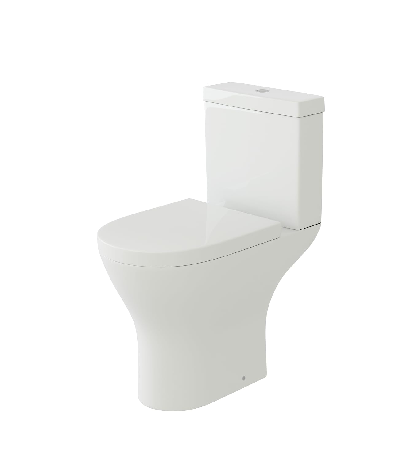 Ibathuk White Modern Palma Close Coupled Toilet, Ceramic Toilet Pan With Dual Flush Cistern, Soft Close, Quick Release Toilet Seat For Bathroom- Gloss, Round Shape