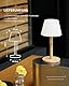 LuminexDesigns Kabellos LED Tischlampe Holz – Nachttischlampe mit Zugschalter zum Umschalten von 3 Farbtemperaturen, IP54 Wasserfest, 5200 mAh Akku, für Wohnzimmer, Schlafzimmer, Esstisch, Outdoor